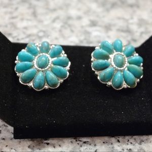 Vintage Jade, faux Turquiose Stone Earrings